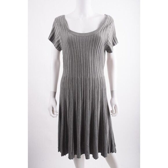 Torrid Womens Grey Sweater Knit Fluted Skater Dress Sz 0 US 12 L Large Gray NWT - Picture 1 of 6